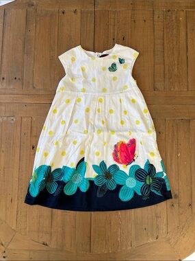 Catimini polka dot butterfly a-line dress girls 5 vibrant floral